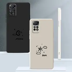 Funda de teléfono para Xiaomi Redmi Note 12s 13 12 ProPlus 14 Pro Plus 10 11s 10Lite 10 11 Pro línea de cubierta suave patrón de sol y luna