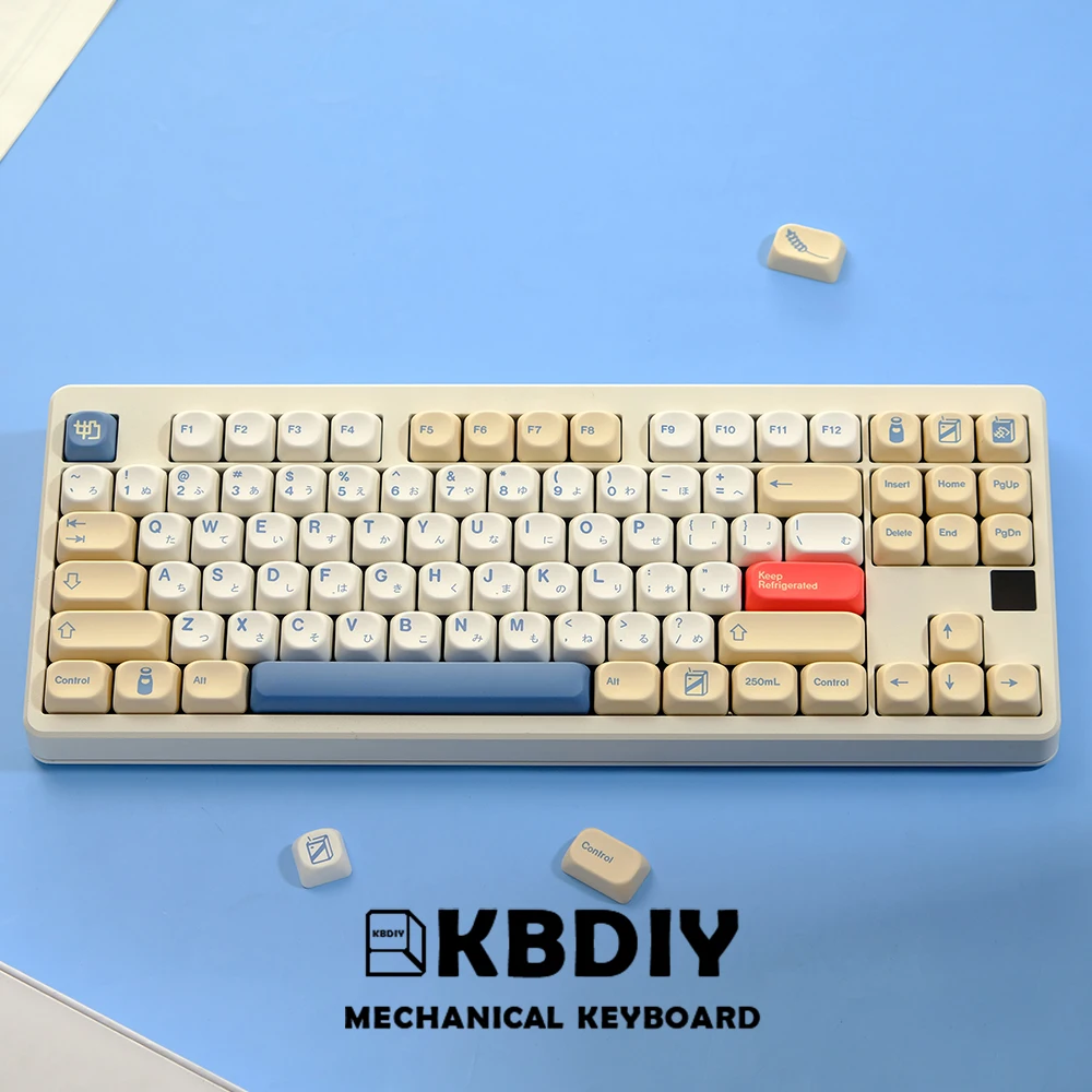 KBDiy 140 Keys GMK Soymilk Keycaps Custom PBT KOA Profile Japanese Korean Keycap for Mechanical Keyboard Cpas ISO 7U Space bar - imagen 3