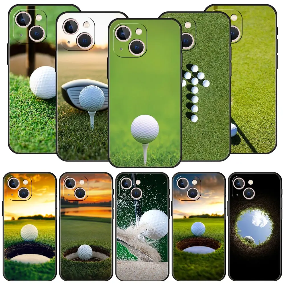 Funda de teléfono de lujo para deportes de Golf, funda negra de TPU suave para iPhone 17 Air 16 Plus 13 15 14 12 11 Pro MAX 7 8 SE