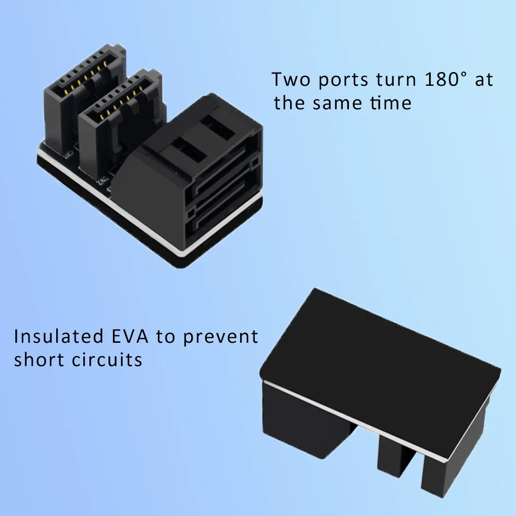 Adaptador doble SATA de 7 pines hembra a doble macho de 7 pines en ángulo, placa base, adaptador SATA para escritorios, SSD HDD - imagen 5