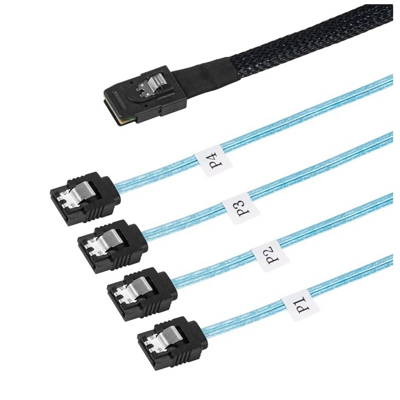 Adaptador de Cable HD Mini SAS 12G SFF-8643 a SATA, controlador de placa base interna SFF 8643 a convertidor de disco duro 4 SATA, 1M, 0,5 M - imagen 4