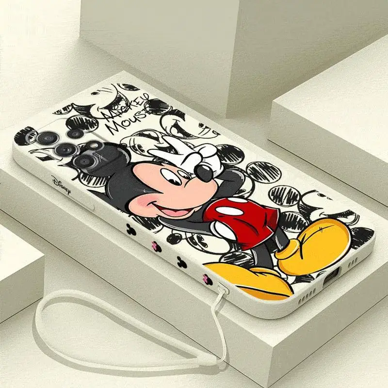 Preciosa funda de teléfono con ratón para Samsung Galaxy A25 A11 A12 A13 A24 A21s A22 A23 A32 A52 A53 A72 A73 5G cuadrado líquido