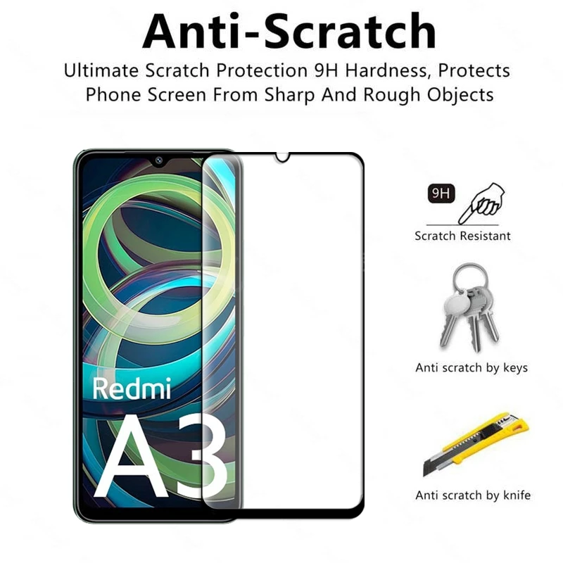 6 en 1 para Xiaomi Redmi A3 vidrio templado Redmi A3 vidrio cubierta completa Protector de lente de pantalla película de cámara Redmi A3 vidrio - imagen 2
