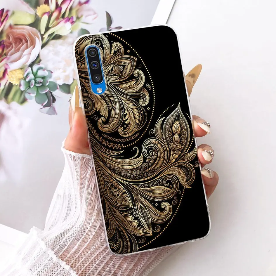 Para Samsung Galaxy A50 funda SM-A505F funda de silicona transparente elegante flor Bowknot carcasa suave para Samsung A30s A50s A70 Capa - imagen 3