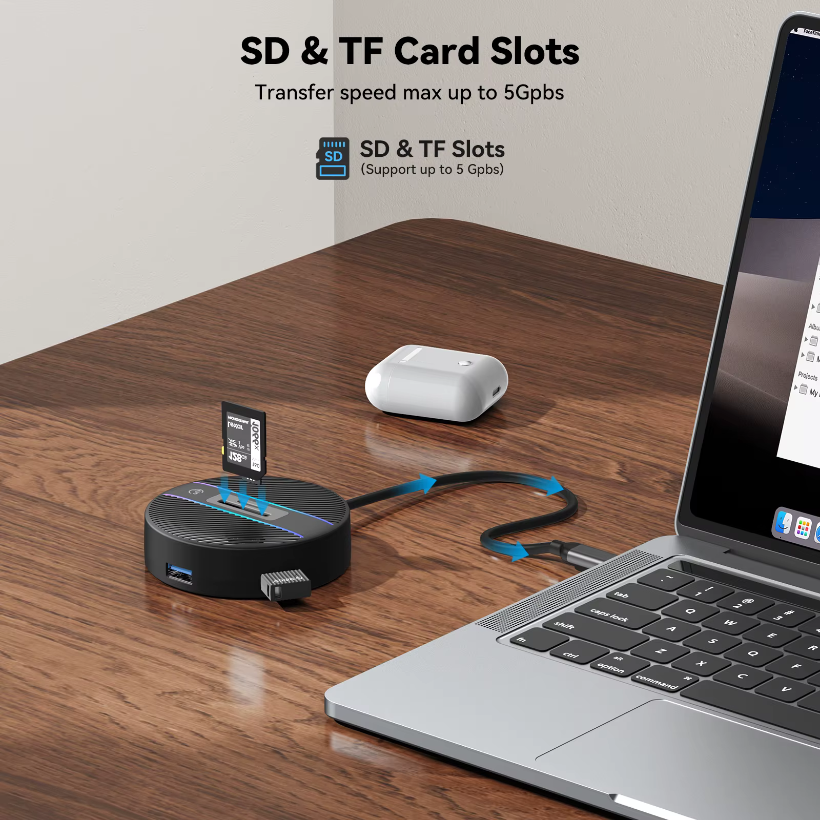 ORICO Hub USB 4 Puertos USB-C con Lector SD TF - MacBook Pro - imagen 2