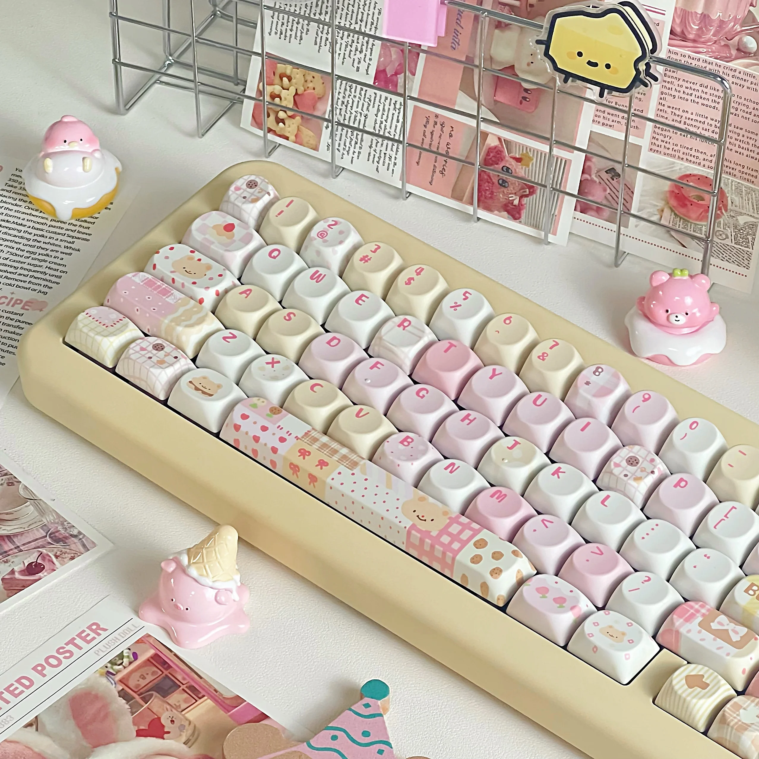 Teclas con temática de oso de mantequilla, juego de teclas SOA, teclas PBT, tapa de teclado personalizada, tapa de tecla de perfil Chreey para teclado mecánico - imagen 3
