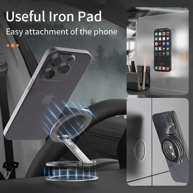 Soporte de anillo magnético doble de Metal para teléfono móvil, Compatible con iPhone 16 15 14 13 12 Series MagSafe, soporte extraíble para teléfono móvil - imagen 5