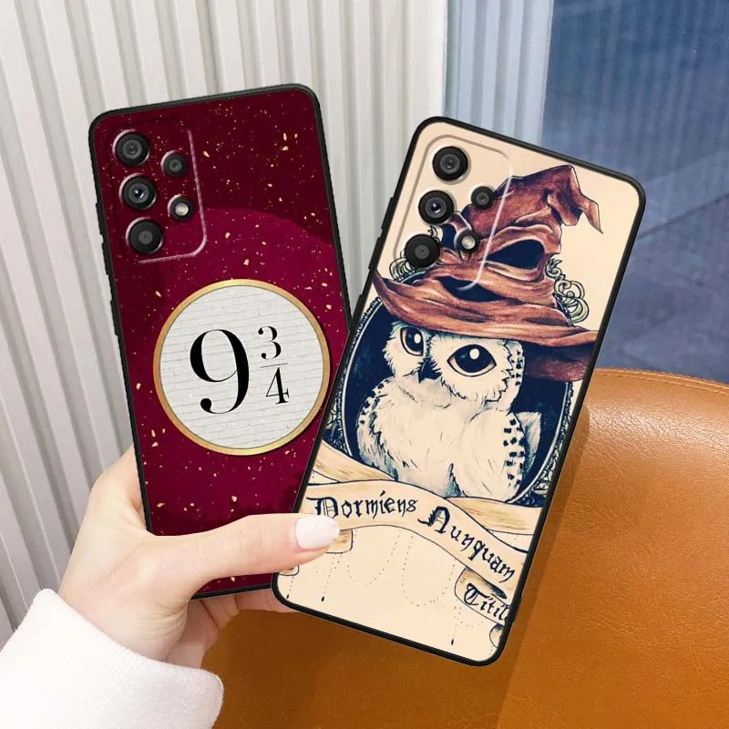Arte búho mágico para Samsung Galaxy A11 A12 A13 A14 A15 A16 A20E A20S A21 A21S A22 A23 funda de teléfono negra - imagen 2