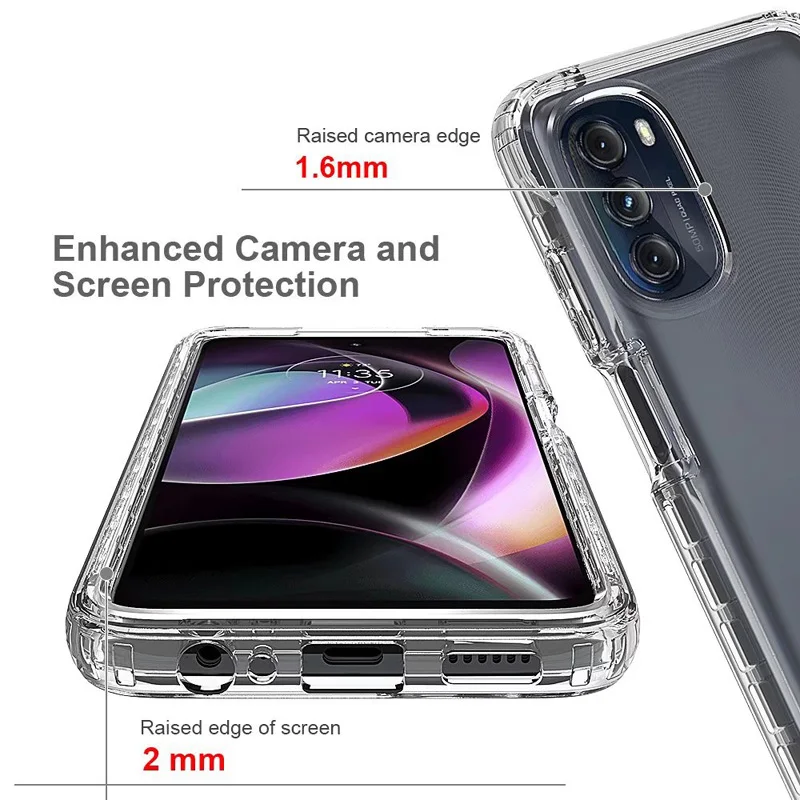 Funda transparente HD para Motorola Moto G 2022 5G, funda trasera de silicona para teléfono, PC, parachoques, totalmente dura, híbrida, a prueba de golpes - imagen 5