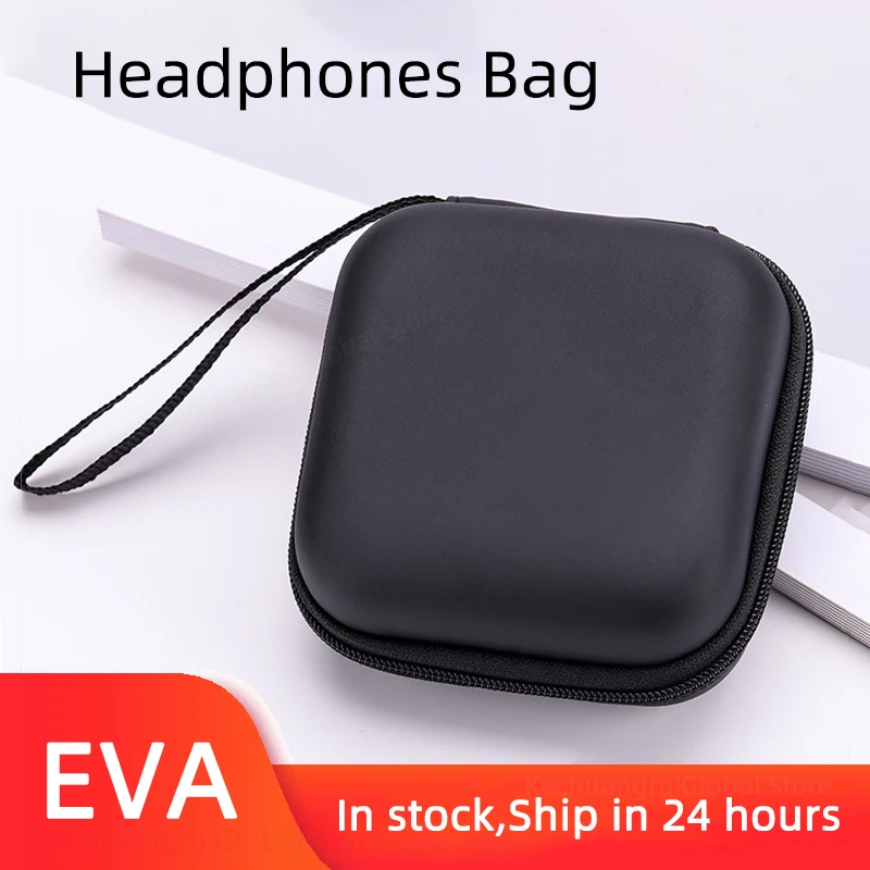 Bolsa de auriculares EVA para Lenovo, estuche para auriculares inalámbricos con Bluetooth, almacenamiento de viaje Negro, bolsa para auriculares a prueba de golpes con cuerda colgante
