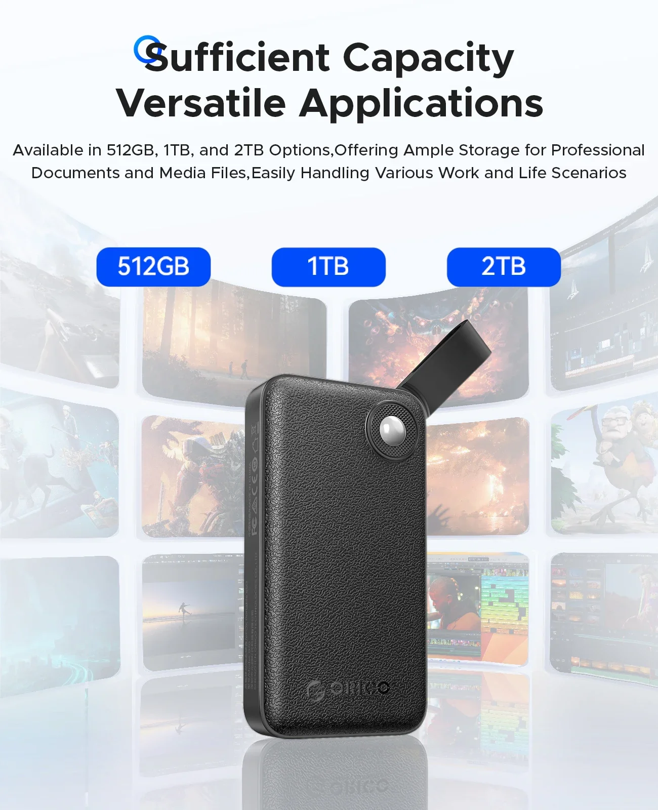 ORICO SSD portátil de 2 TB, hasta 2000 MB/s, USB 3.2 Gen 2x2, Ultra-Mini, Compacto con cable USB C 2 en 1, Unidad de estado sólido externa - imagen 5