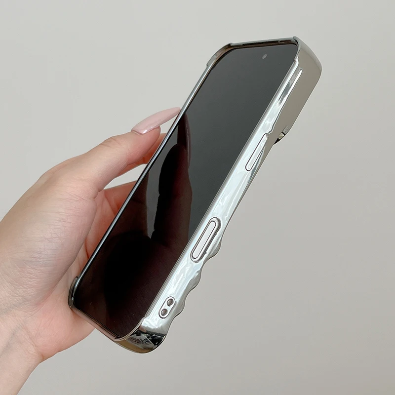 Popular Bling Silver 3D Fold Waves Lines funda para iPhone 17 Pro Max Air 16 15 13 14 11 12 funda trasera de TPU suave y brillante - imagen 4