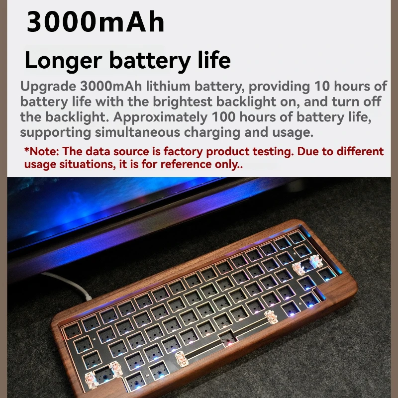 Kit de teclado mecánico multimodo con diseño HHKB, 60 teclas, personalizado, nogal, RGB, intercambio en caliente, ergonómico, para juegos, DIY - imagen 2