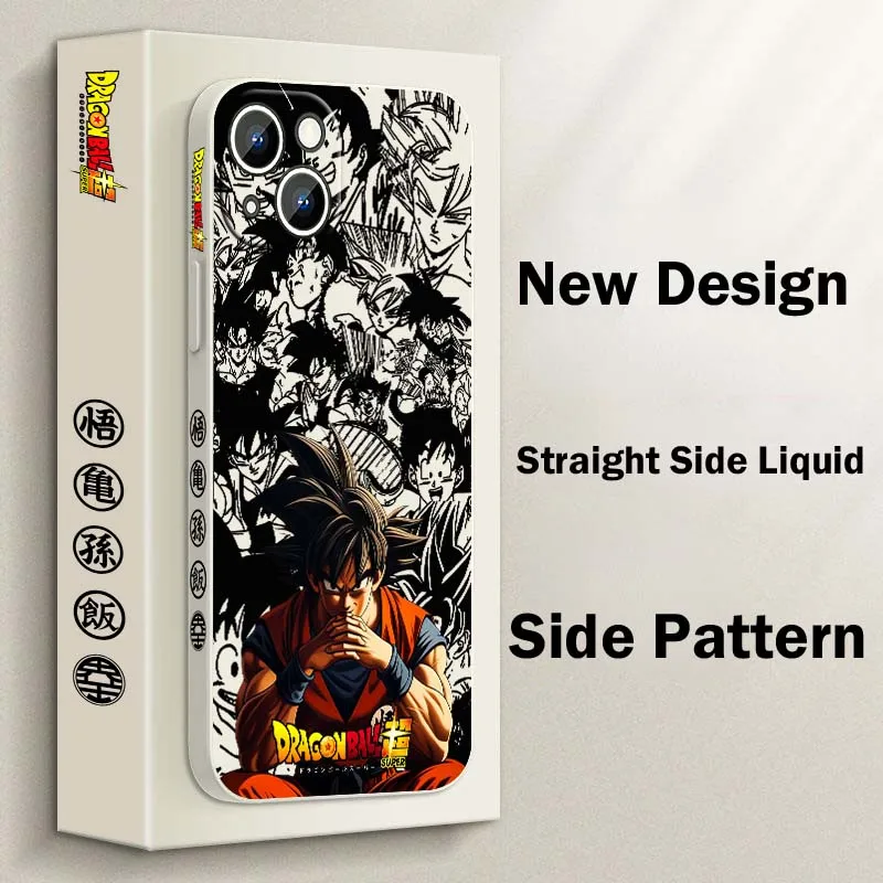 D-Dragon Ball Art Son Goku Cool para Apple iPhone 17 16 15 14 13 12 11 Air Mini Plus Pro Max cubierta de la caja del teléfono de la cuerda izquierda líquida - imagen 3