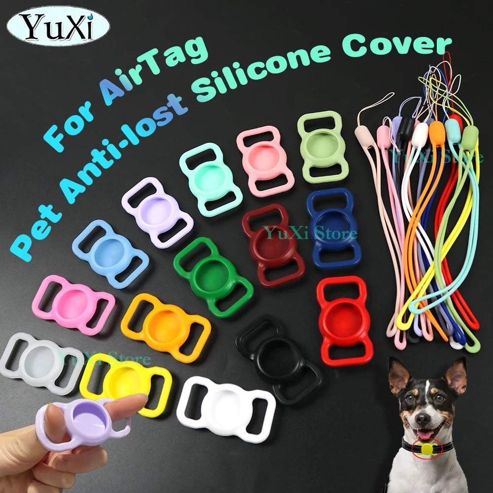Funda de silicona para Airtag, Collar para perro y gato, localizador GPS, funda protectora suave para rastreador de etiquetas de aire, soporte con cordón de mano, 1 ud. - imagen 2