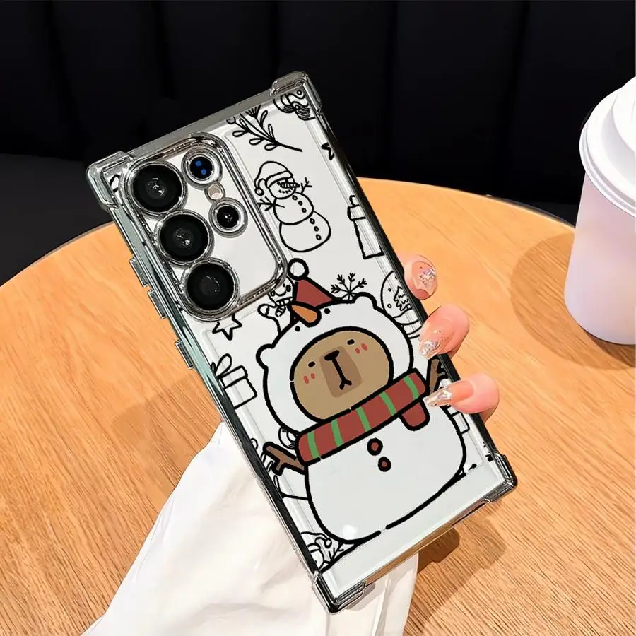 Funda suave de dibujos animados de capibara de Navidad para Samsung Galaxy S20 FE S23 S25 Edge S21 Plus S22 Ultra S24 - imagen 3