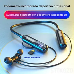Auriculares Bluetooth de banda para el cuello con podómetro y microSD