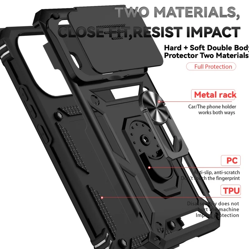 Para Xiaomi 15T Pro funda Xiaomi Mi 15T Pro Capas a prueba de golpes teléfono parachoques trasero lente deslizante soporte de anillo Fundas Xiaomi 15T Pro - imagen 2