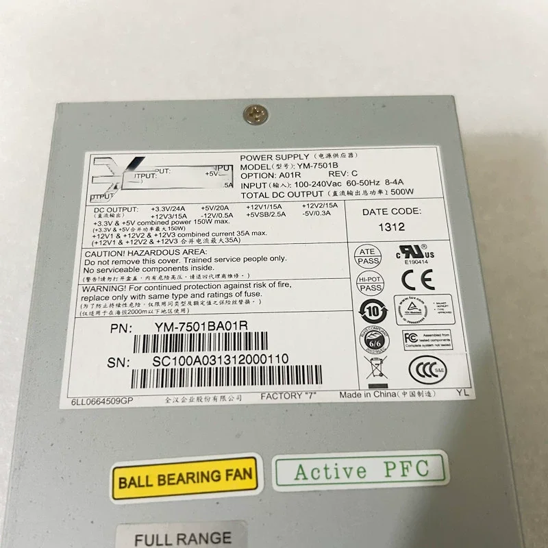 YM-7501B YM7501B 500W para fuente de alimentación de servidor 3Y 2U con silenciador eficiente dual de 8 pines perfecto probado - imagen 4