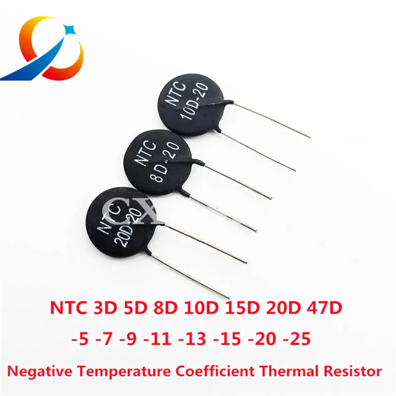 Coeficiente de temperatura negativo de termistor, 10 piezas, NTC, 1.5D, 2.5D, 3D, 5D, 8D, 10D, 12D, 16D, 20D, 33D, 50D, 5-7-9-11-13-15-20-25, nuevo - imagen 5