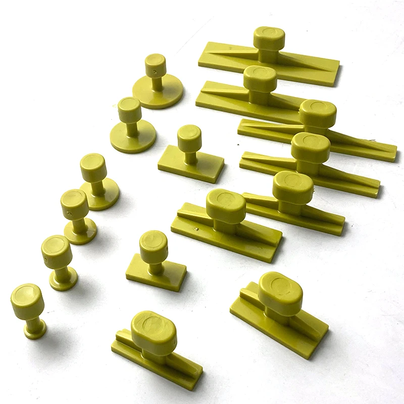 16 Uds. Pestañas de extracción de abolladuras de carrocería de coche sin pintura compatibles con martillo deslizante en T superficie de Metal herramientas de reparación de abolladuras de automóvil