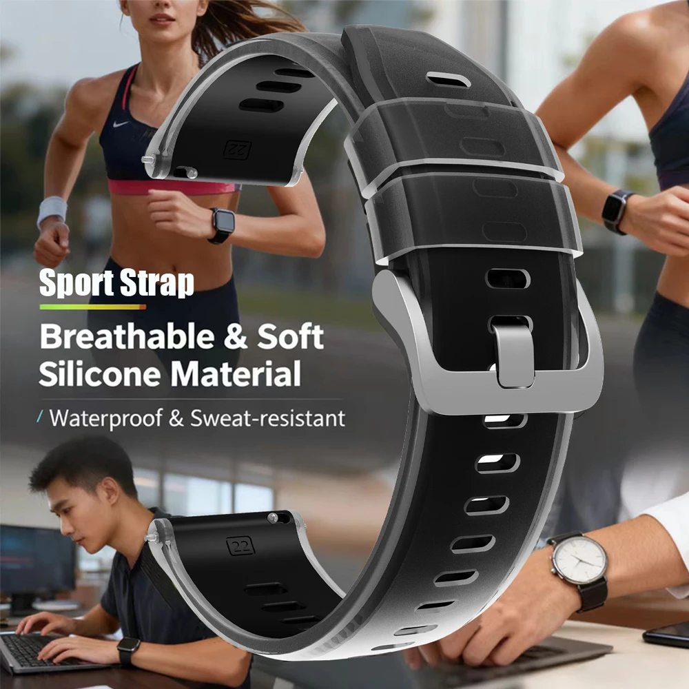 Correa de silicona de dos tonos de 22mm para SUUNTO 5 PEAK/9 PEAK PRO DLC OCEAN, pulsera para SUUNTO RACE 2/S RUN VERTICAL, correas de reloj deportivas - imagen 5