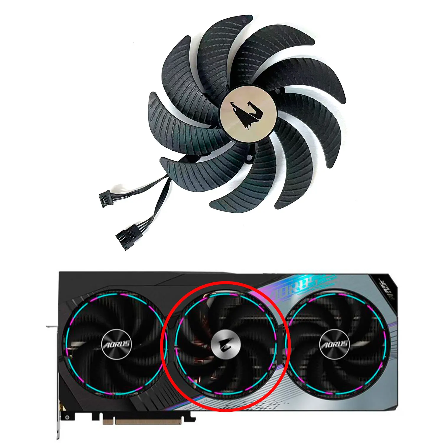 Ventilador GPU Original PLD10020B12H 105MM RTX4090 4080 para Gigabyte AORUS GeForce RTX 4090 4080 4070 Ti MASTER ventilador de refrigeración - imagen 4