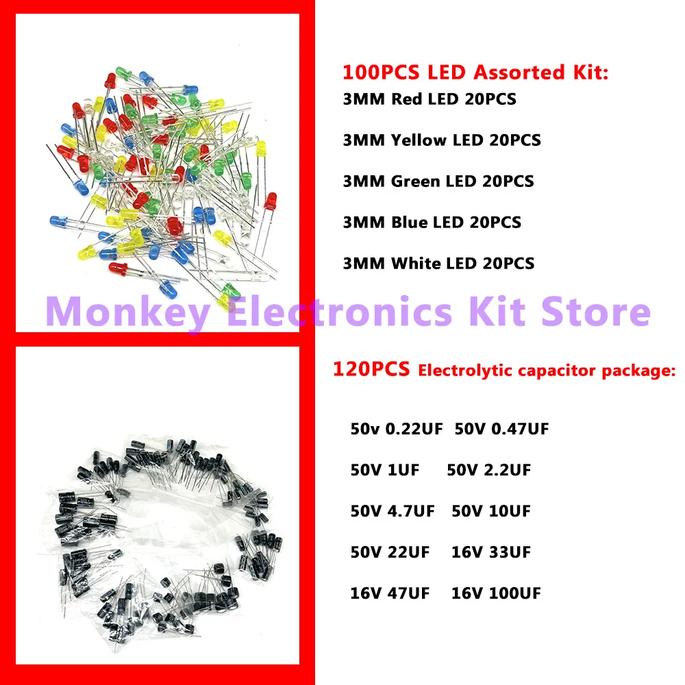 Kit de componentes de 6 tipos, condensador electrolítico de resistencia, diodo triodo To-92 LED, componentes electrónicos para experimentos de reparación DIY mezclados - imagen 5