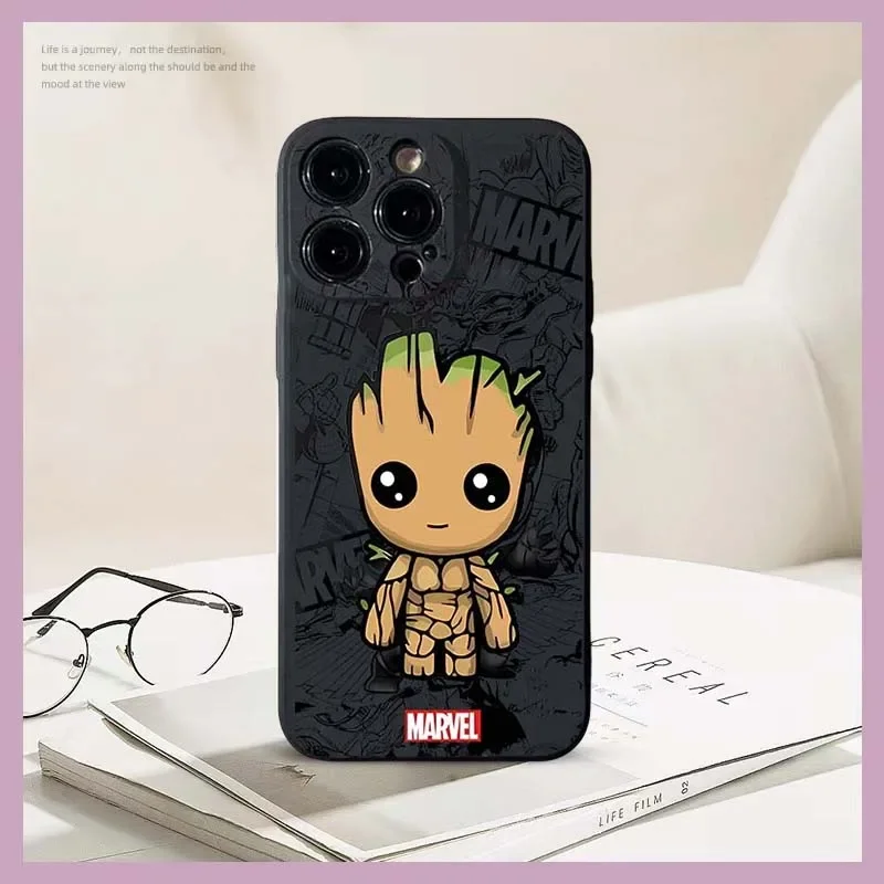 Funda de teléfono Marvel Spider Man Groot para IPhone 16 Pro Max 15 14 Plus 12 13 Mini 16E 7 8 Plus SE, Fundas de silicona suave mate - imagen 4