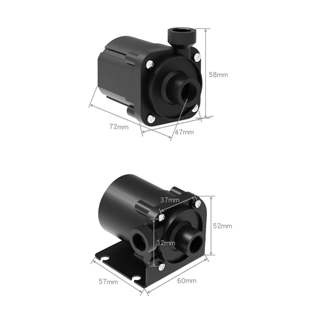 FREEZEMOD Bomba de agua CC sin escobillas 600L/H 9m de elevación alta, con eje de cerámica, puertos múltiples para refrigeración por agua de PC flexible PU-SC600 - imagen 3
