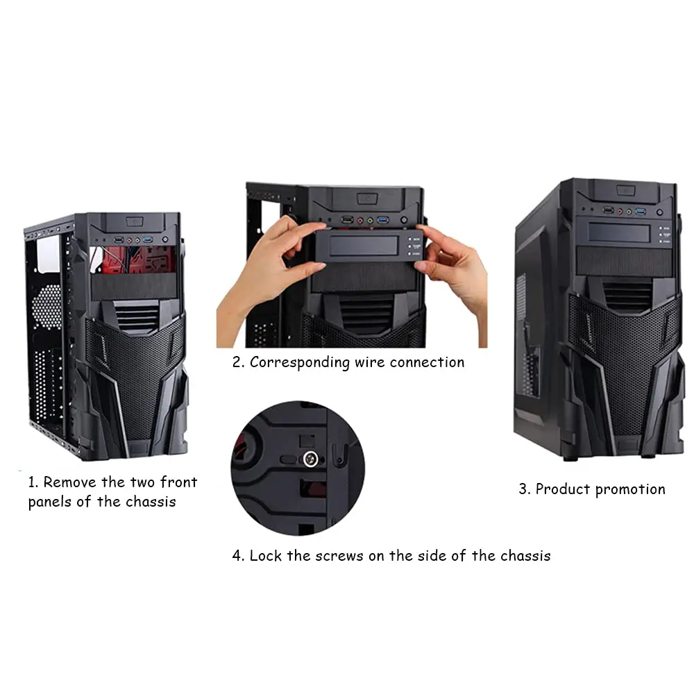 Controlador de velocidad del ventilador de PC de 5,25 pulgadas, 12V, pantalla de temperatura, Panel frontal LCD para ordenador, controlador duradero, Control del ventilador refrigerado por aire - imagen 5