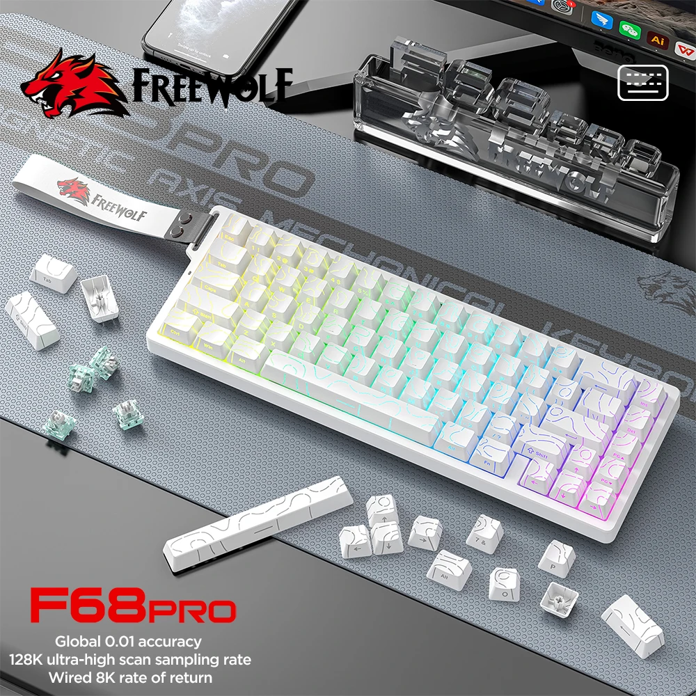 Teclado mecánico FREEWOLF F68PRO 8K, interruptor magnético, velocidad de escaneo de 128K, precisión RT de 0,01mm, teclados para juegos RGB - imagen 2