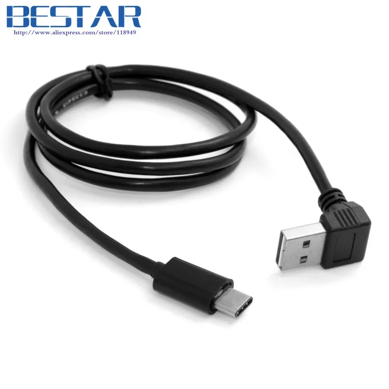 USB-C USB 3.1 Tipo C a USB 2.0 Cable de datos en ángulo arriba y abajo de 90 grados 100 cm 1 m 3 pies para Macbook y tableta - imagen 2