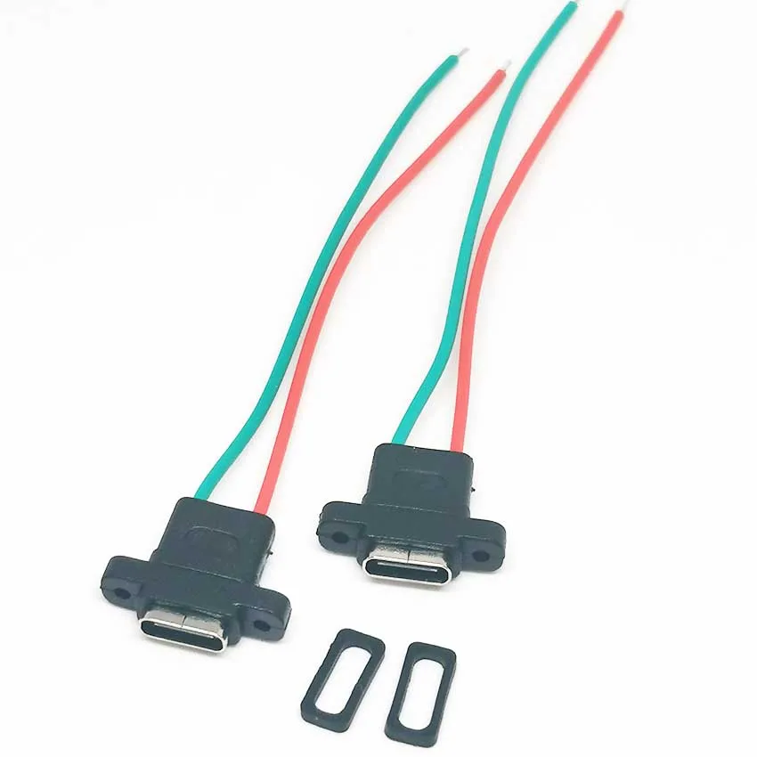 1-5 uds tipo C base hembra impermeable cable de soldadura peluquero 2P con conector de carga de cable puerto de carga de Afeitadora eléctrica