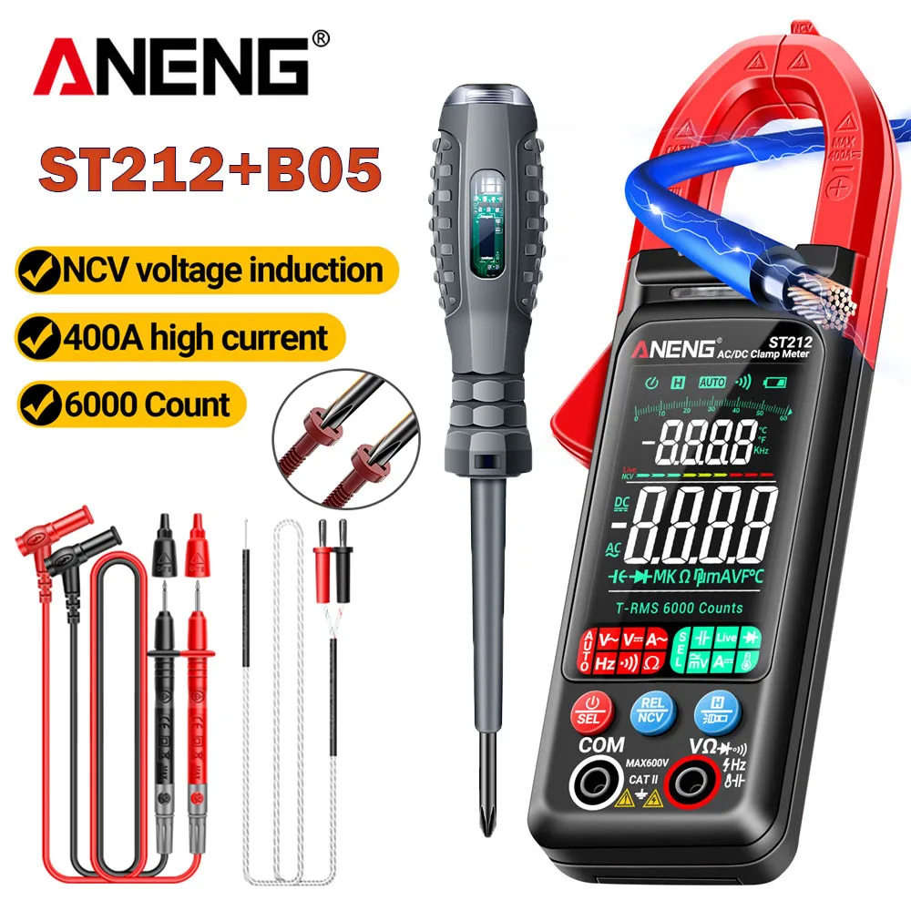 Kit de pluma eléctrica con pinza amperimétrica ANENG ST212 + B05, multímetro de 6000 recuentos, Detector de voltaje de 600V, herramienta de buscador de punto de interrupción de diagnóstico - imagen 2