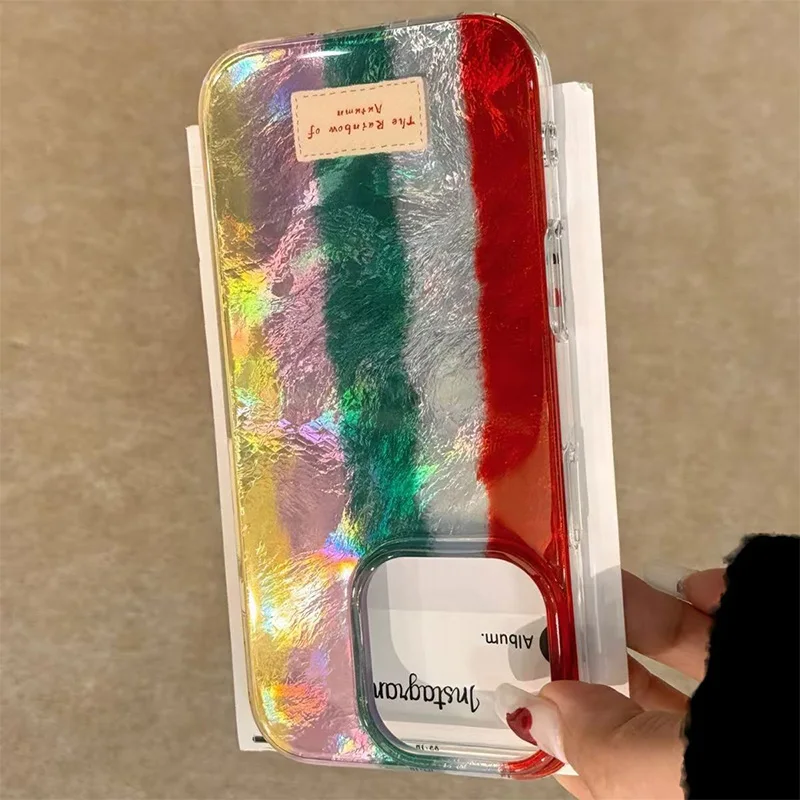 Funda de teléfono con diseño de etiqueta de rayas coloridas para iPhone 17 16 11 13 12 14 15 Pro Max XS X XR 7 8 Plus 16E, funda de silicona a prueba de golpes - imagen 4