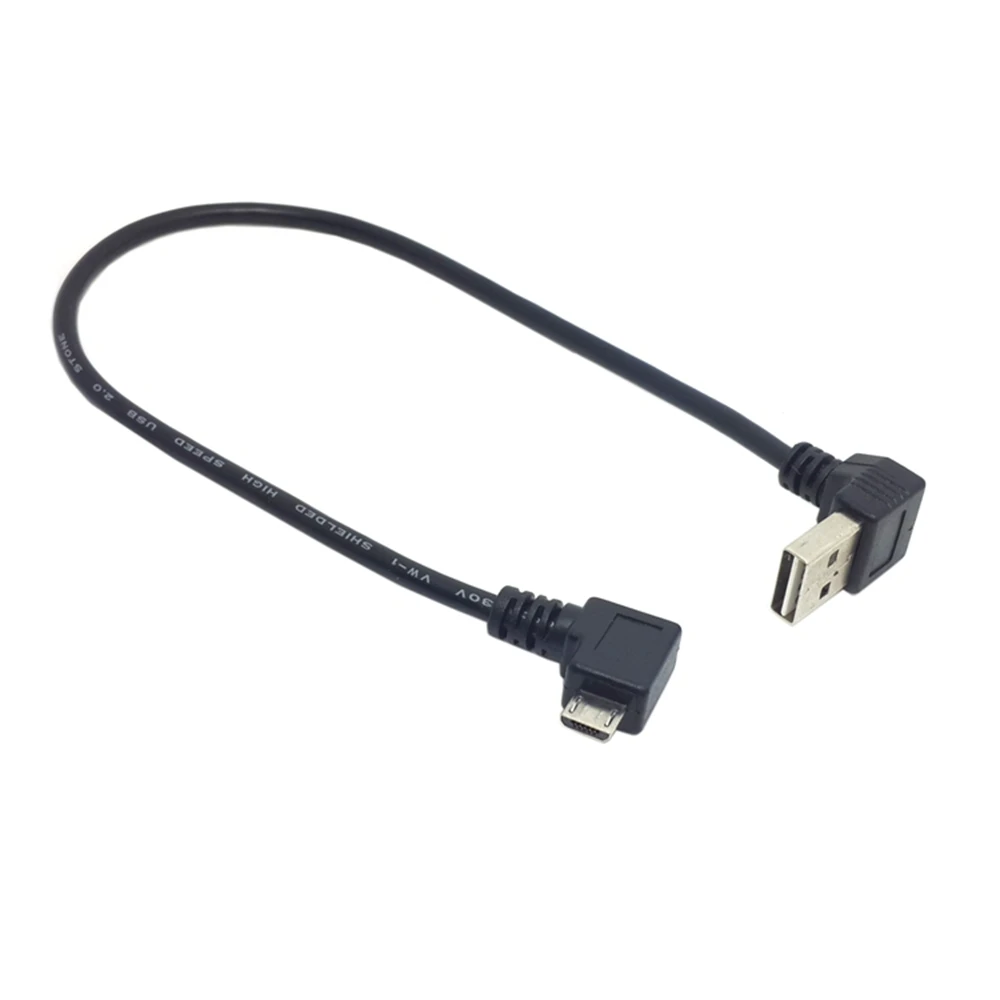 Conector USB 2,0 A a cable Micro USB B macho sincronización de datos de esquina izquierda y derecha y extensor de carga 25CM corto 90 °   izquierda un - imagen 5