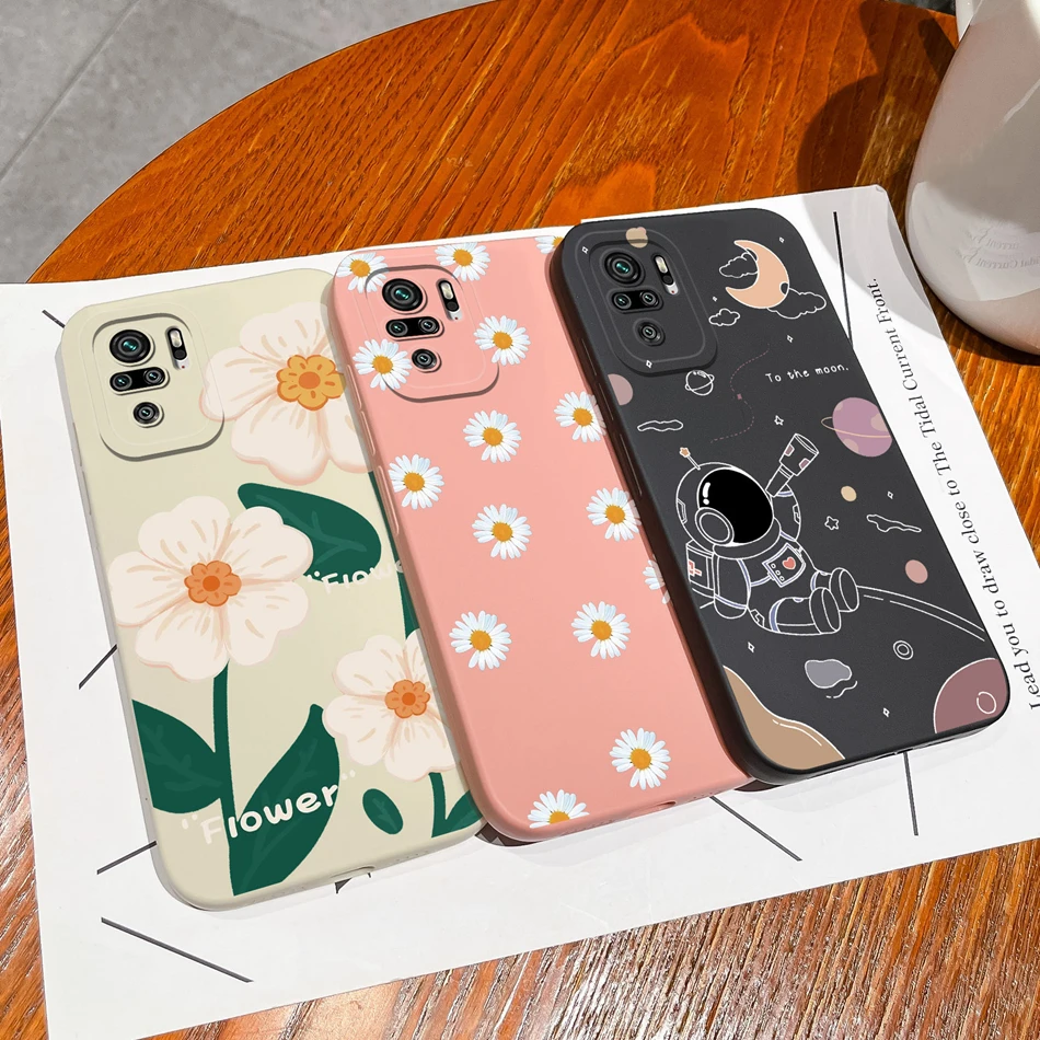 Fundas para Xiaomi Redmi Note 10, 10T, 10 S, 4G, 5G, flor, silicona líquida, protección de cámara, Redmi Note 10, 10 S, T, Coque - imagen 3