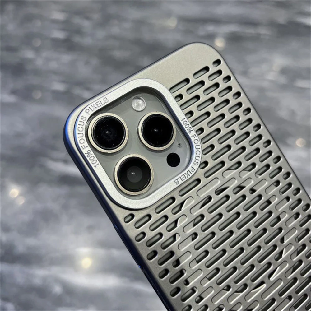 Armadura de refrigeración hueca de Metal mate de lujo para funda Magsafe para iPhone 15, 14, 13, 12, 11 Pro Max Plus, cubierta dura magnética militar - imagen 2