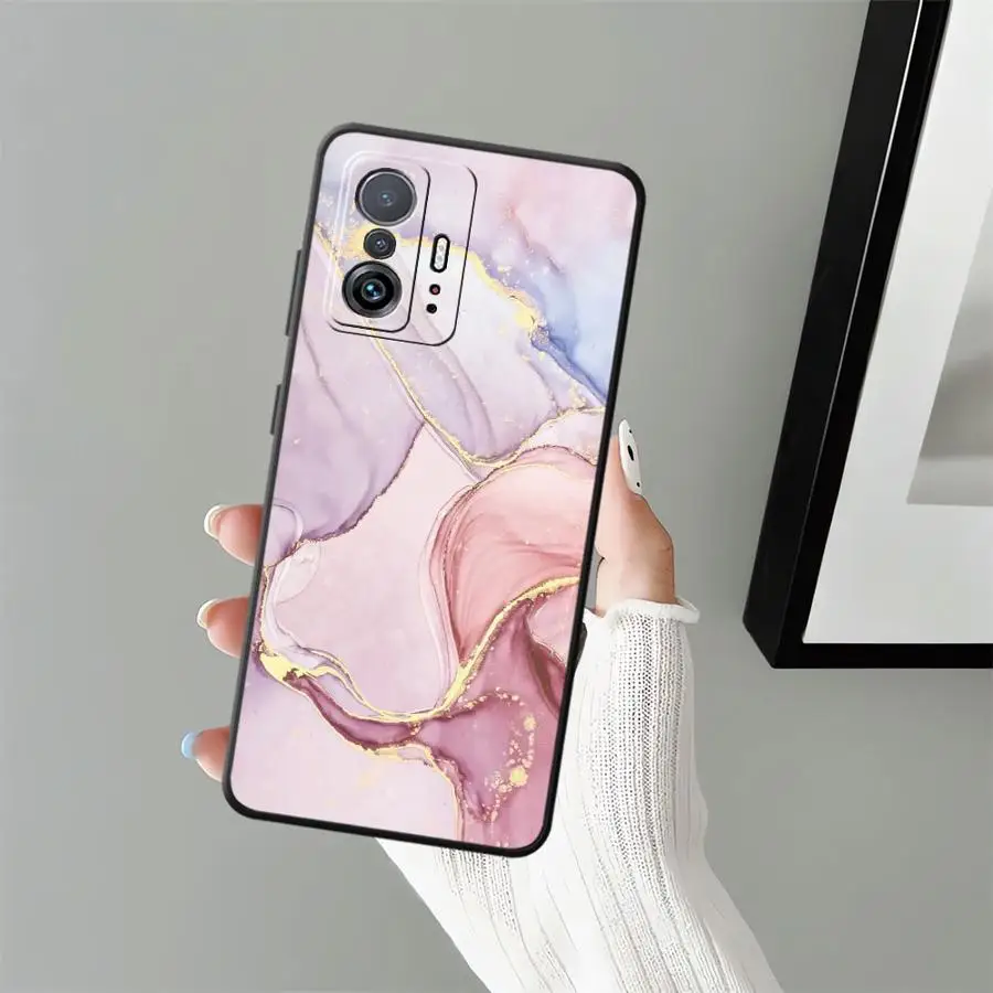 Funda de teléfono suave negra de mármol colorido para Xiaomi Mi 11 12 13 Lite 12X 13 14 15 Pro 10T 11T 12T Pro - imagen 5