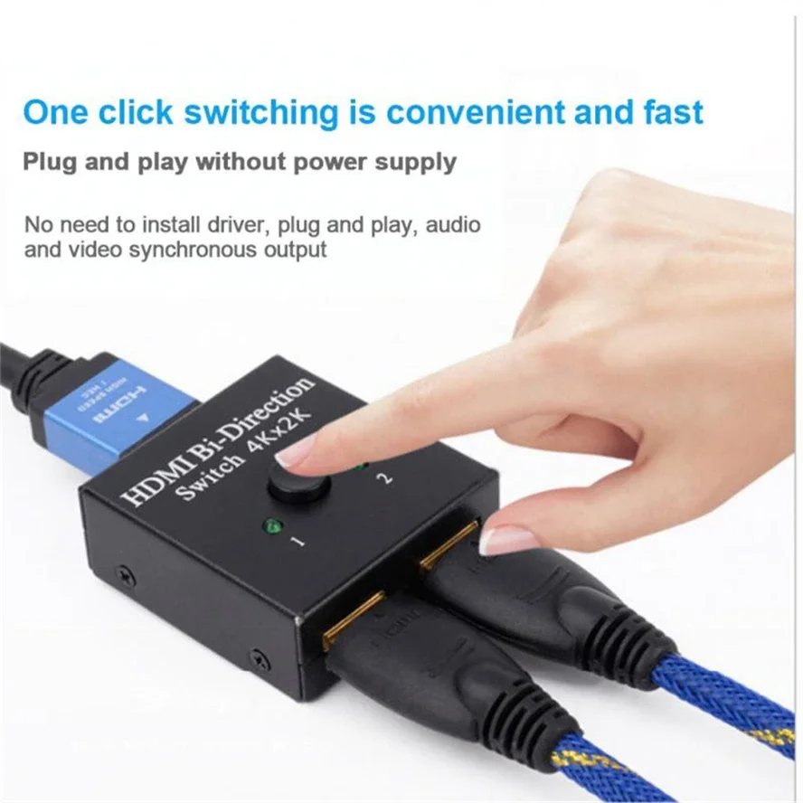 Conmutador bidireccional HDTV 2,0 4K 60HZ, conmutador divisor Compatible con HDMI, 1x2/2x1, nuevo convertidor adaptador Dual de 2 puertos compatible con HD 4K - imagen 3