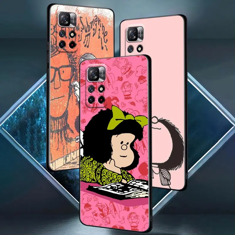 Mafalda Cartoon Girl Poco F6 Pro Funda para Xiaomi Poco X3 NFC X6 X4 X5 Pro 5G M4 M5 M6 F3 F4 F5 14 13T Pro Funda trasera para teléfono - imagen 3