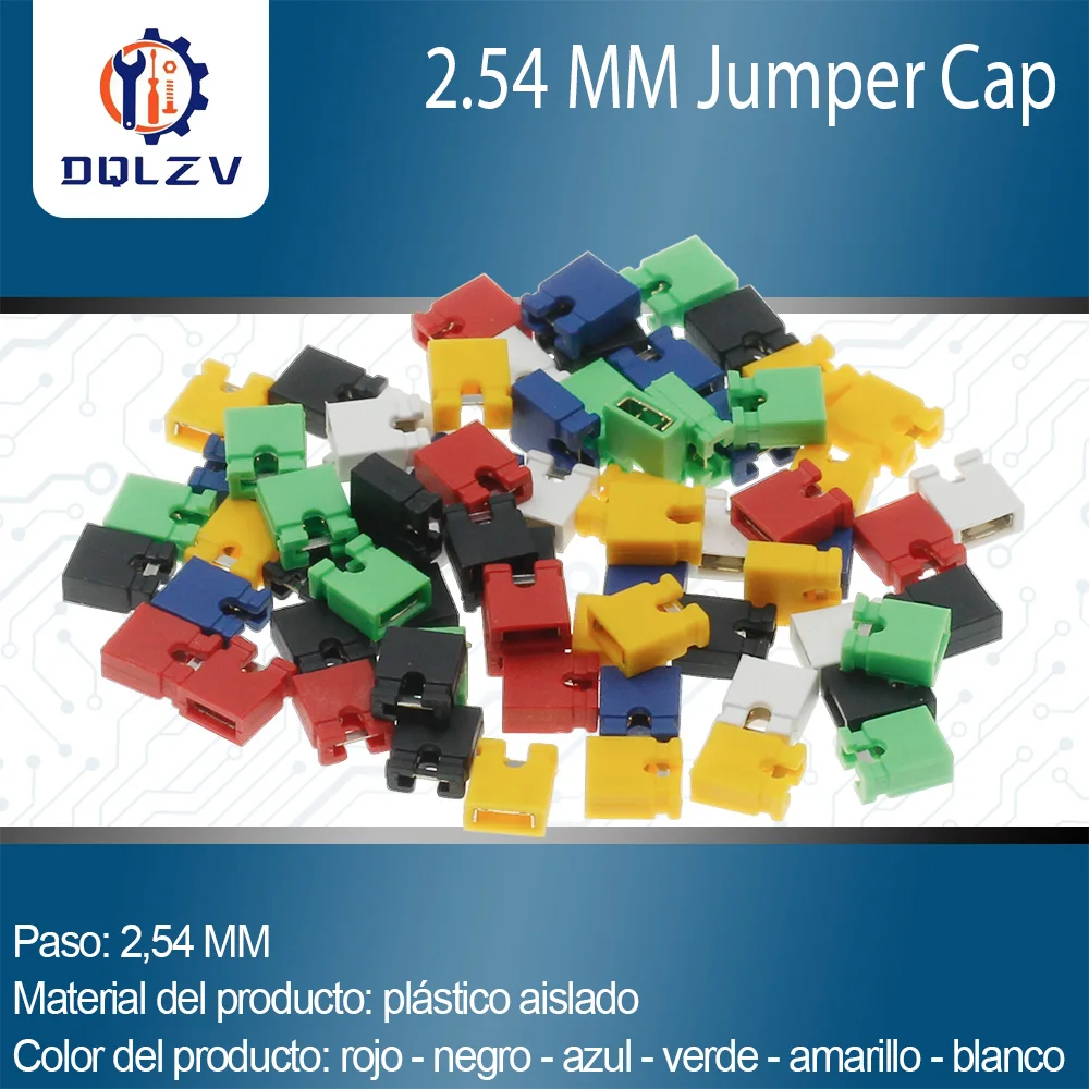 Conector de bloques de puente de Pin de tapa de puente de 100 piezas 2,54mm para espaciado de placa de circuito 2,54