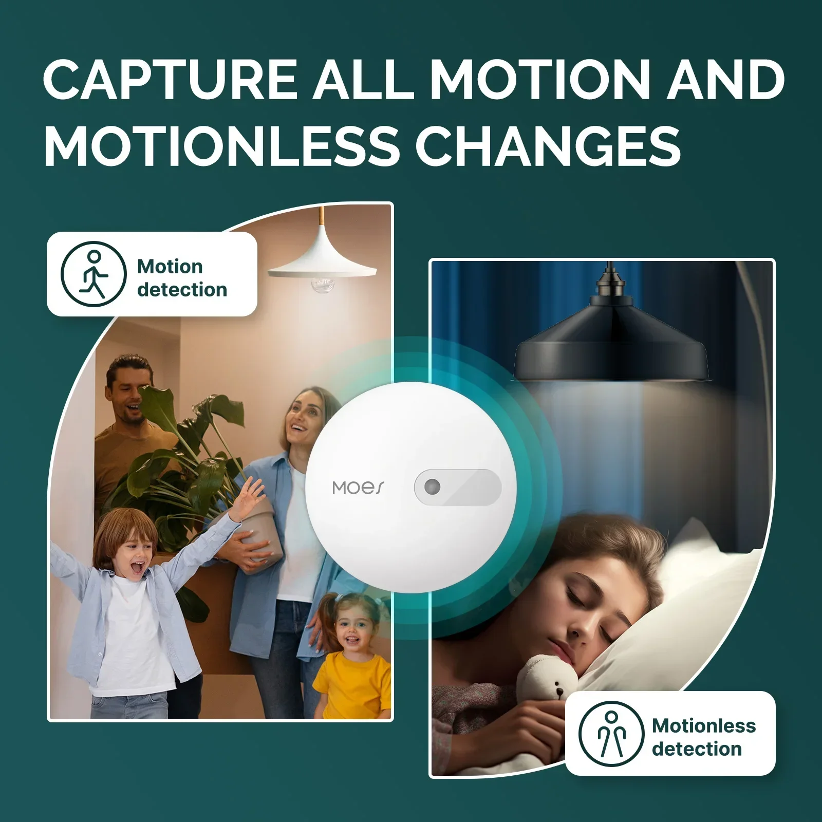 MOES Tuya ZigBee Sensor de presencia humana Detector Sensor de detección de ondas de Radar para seguridad del hogar Sensor inteligente de detección de cuerpo humano - imagen 3