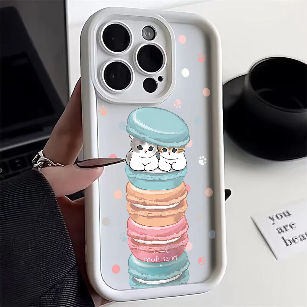 Funda de teléfono mofusandS cat para Samsung, cubierta de TPU de silicona suave con correa de mano, S24, S23, S22, S21, S20 FE Plus Ultra 5G - imagen 2