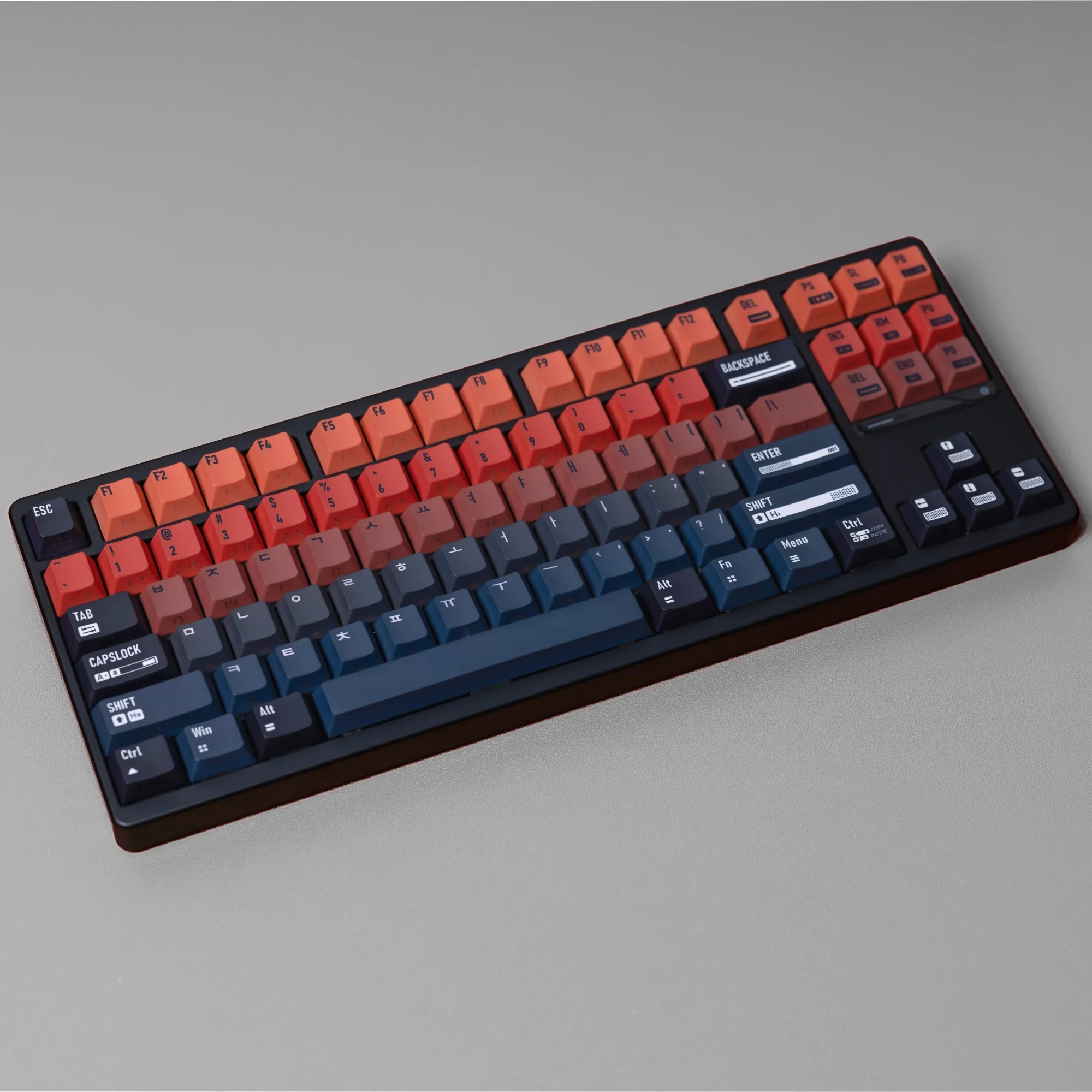 Teclas degradadas en negro y rojo, teclas de cereza PBT, coreanas, alemanas, francesas, españoles, rusas, para teclado mecánico ISO, minimalismo para juegos - imagen 2