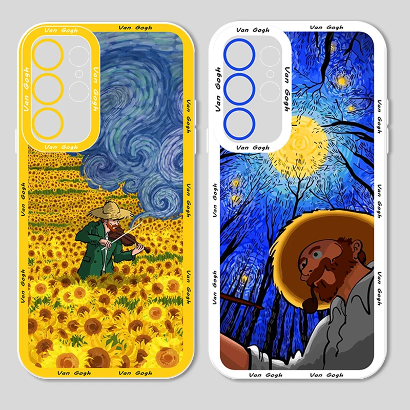Funda de teléfono transparente con ojos de ángel para Samsung Galaxy, cielo estrellado de arte alto, Van Gogh, S23, S22, S21, S20 Pro, FE Ultra, A23, A52, A53, A71 - imagen 3