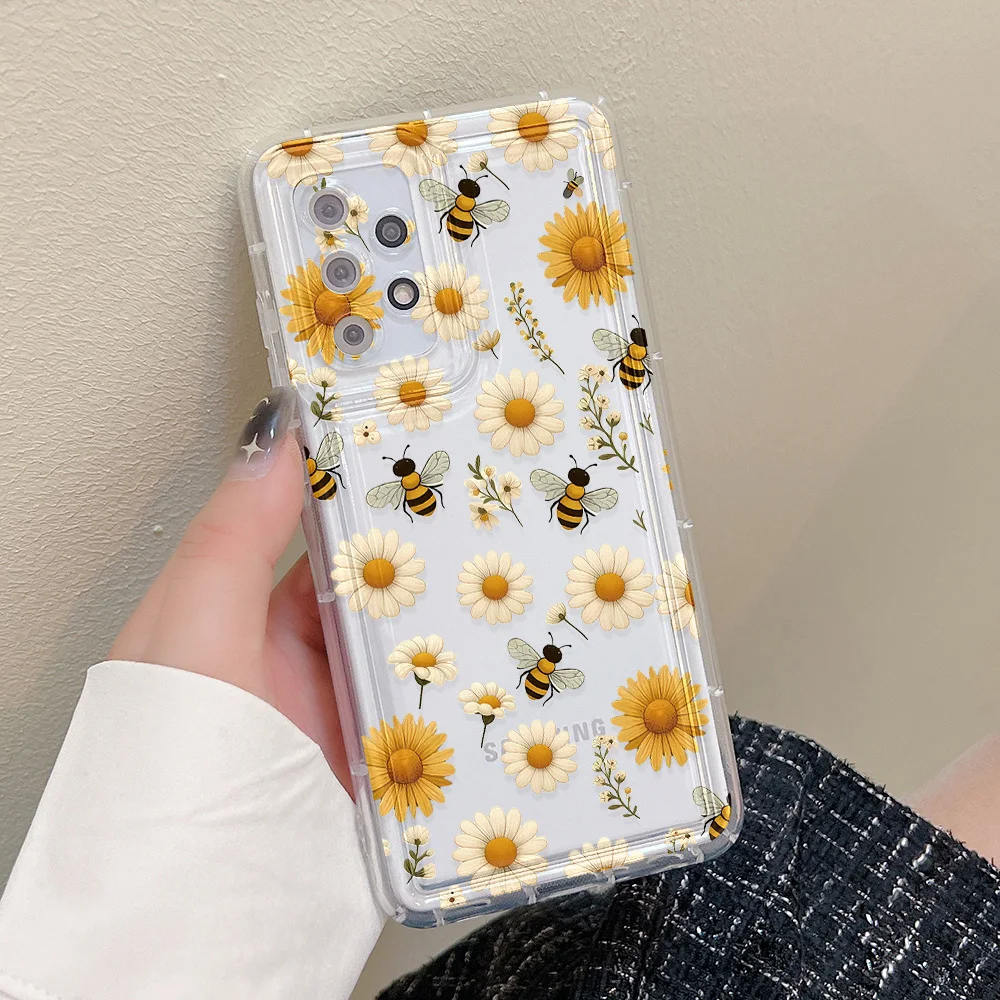 Funda transparente de flores para Samsung A36 A35 A34 A33 A55 5G A56 A54 A53 A52 A26 A24 A23 A15 A13 S25 S24 Ultra S23 S22 S21 - imagen 3