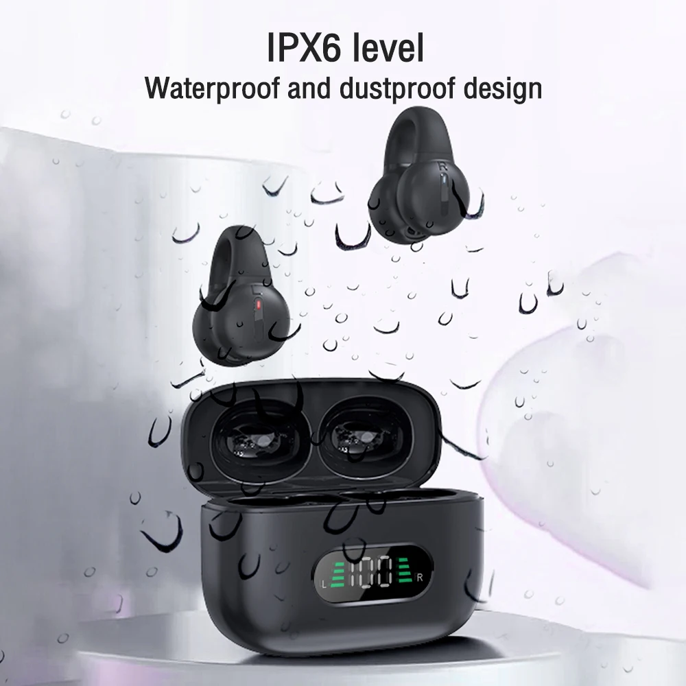 Auriculares inalámbricos con Clip para la oreja, audífonos deportivos TWS con Bluetooth y micrófono, HD, llamadas, pantalla Digital LED - imagen 5