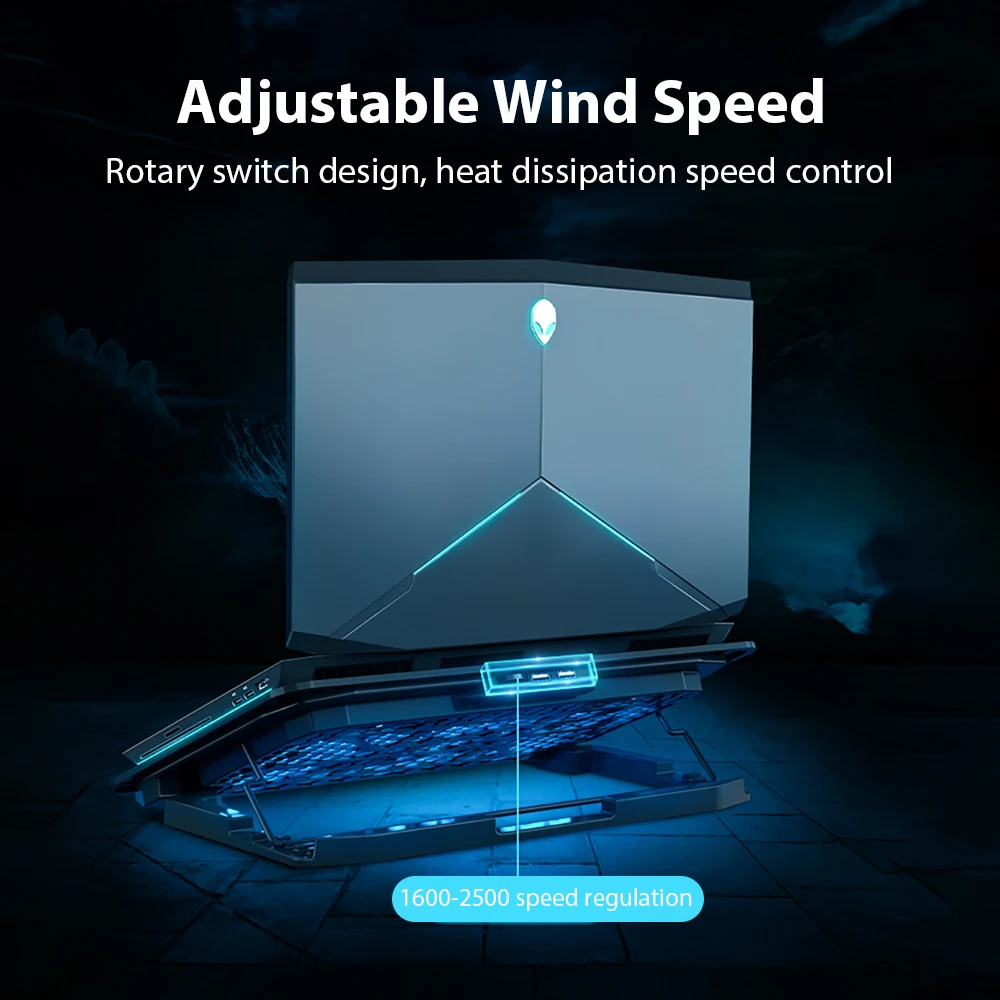 Soporte para ordenador portátil, 2 puertos USB para Notebook, ordenador, tableta, soporte enfriador, almohadilla de refrigeración de 18 pulgadas, accesorios ajustables para Macbook - imagen 5